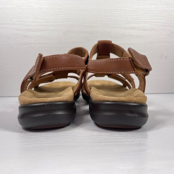 Clarks Unstructured Kylyn Step Sandals Women’s Sz 10 Dark Tan Leather Adjustable - Picture 9 of 10